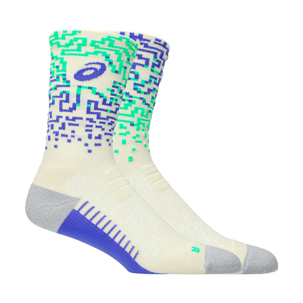 CALCETINES ASICS PERFORMANCE RUN CREW - Ivory / Cobalt Burst / Vital Green