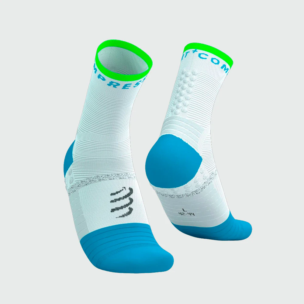 CALCETINES COMPRESSPORT PRO MARATHON V2.0 - White / Norse Blue / Neon Green