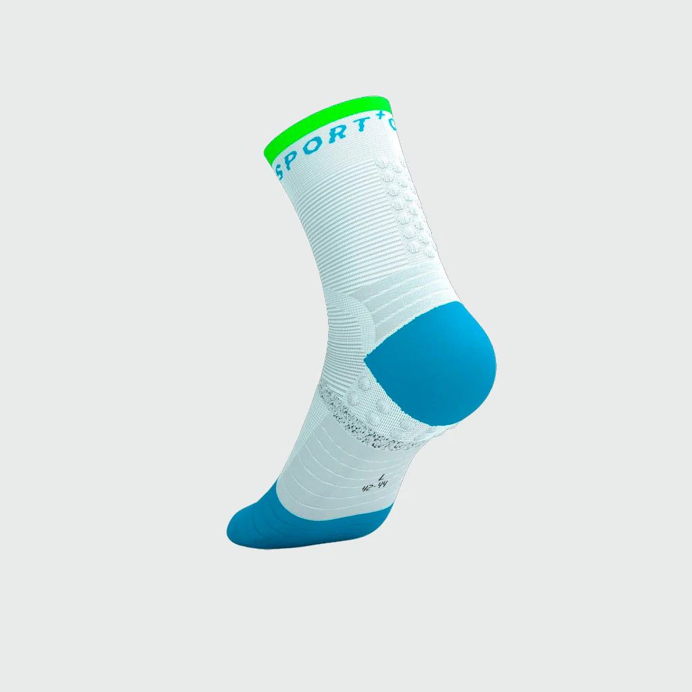 CALCETINES COMPRESSPORT PRO MARATHON V2.0 - White / Norse Blue / Neon Green - Image 4
