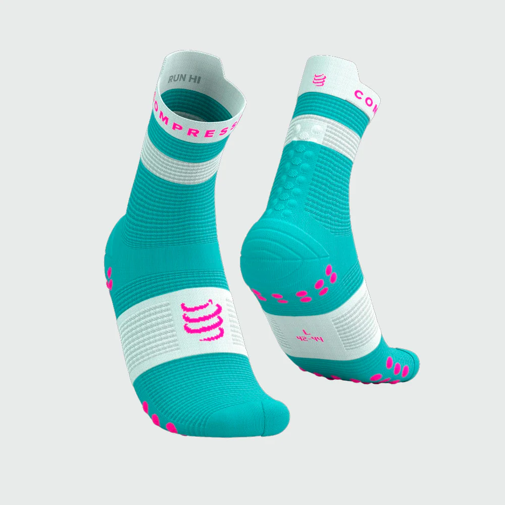 CALCETINES COMPRESSPORT PRO RACING V4.0 RUN HIGH - Ether / Neon Pink
