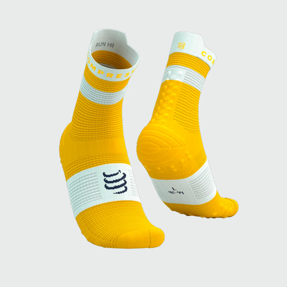 CALCETINES COMPRESSPORT PRO RACING V4.0 RUN HIGH - Lemon / White