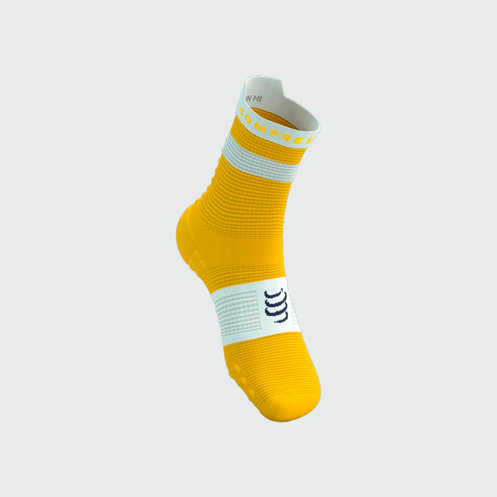 CALCETINES COMPRESSPORT PRO RACING V4.0 RUN HIGH - Lemon / White - Image 2