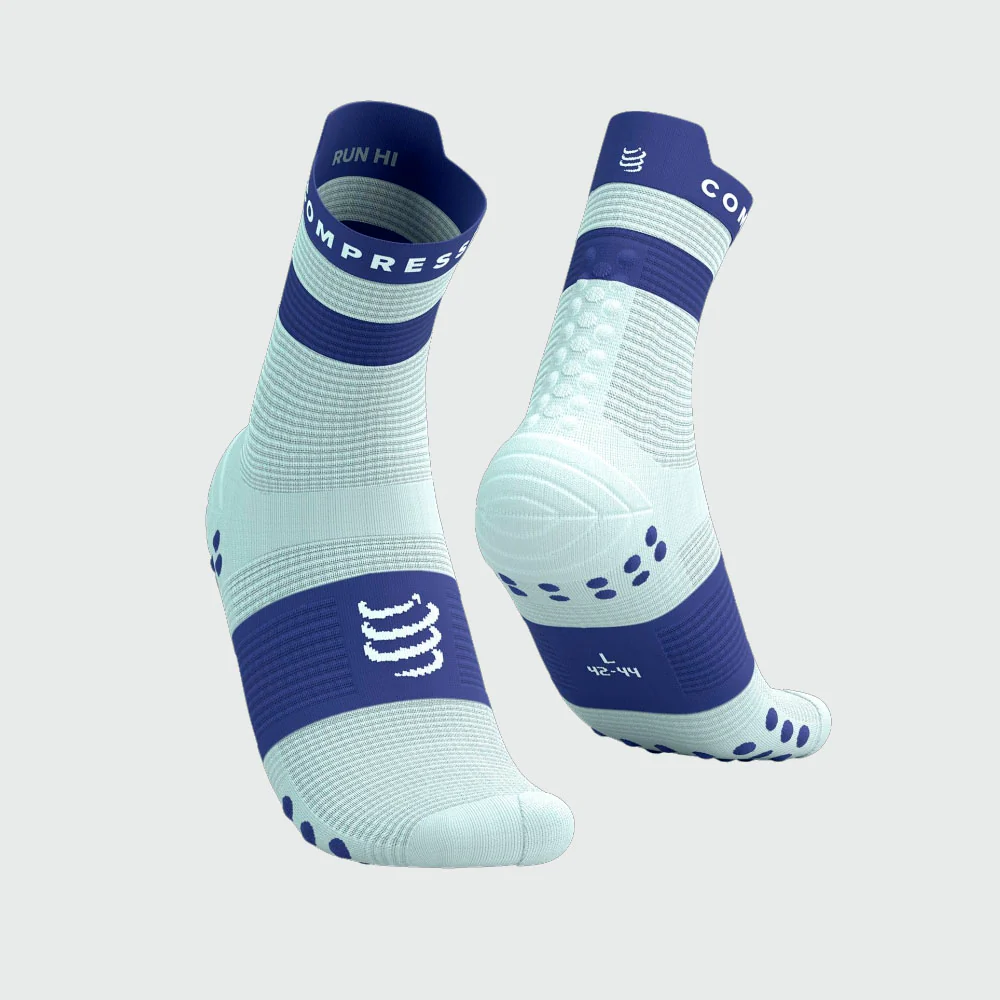 CALCETINES COMPRESSPORT PRO RACING V4.0 RUN HIGH - Star White / Orient Blue