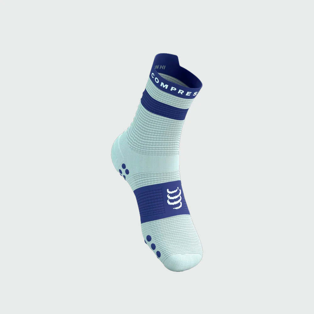 CALCETINES COMPRESSPORT PRO RACING V4.0 RUN HIGH - Star White / Orient Blue - Image 2