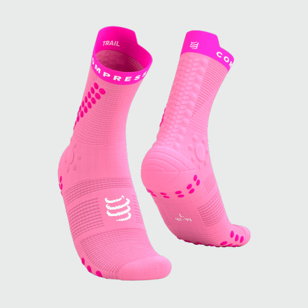 CALCETINES COMPRESSPORT PRO RACING V4.0 TRAIL - Begonia / Neon Pink