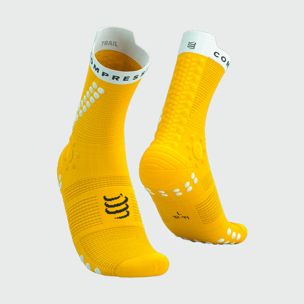 CALCETINES COMPRESSPORT PRO RACING V4.0 TRAIL - Lemon / White