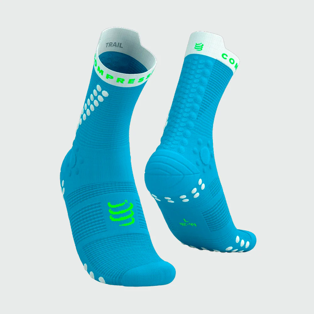 CALCETINES COMPRESSPORT PRO RACING V4.0 TRAIL - Norse Blue / Neon Green