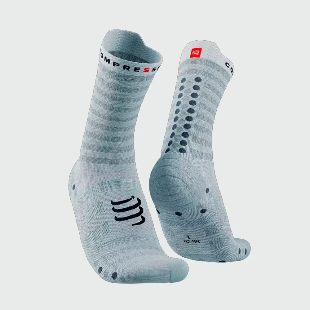 CALCETINES COMPRESSPORT PRO RACING V4.0 ULTRALIGHT RUN HIGH - White / Alloy