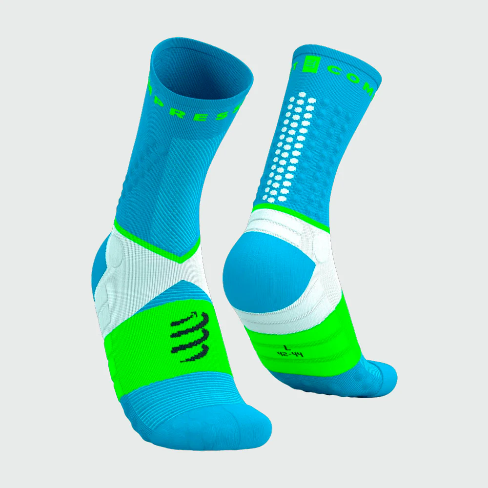 CALCETINES COMPRESSPORT ULTRA TRAIL V2.0 - Norse Blue / Neon Green