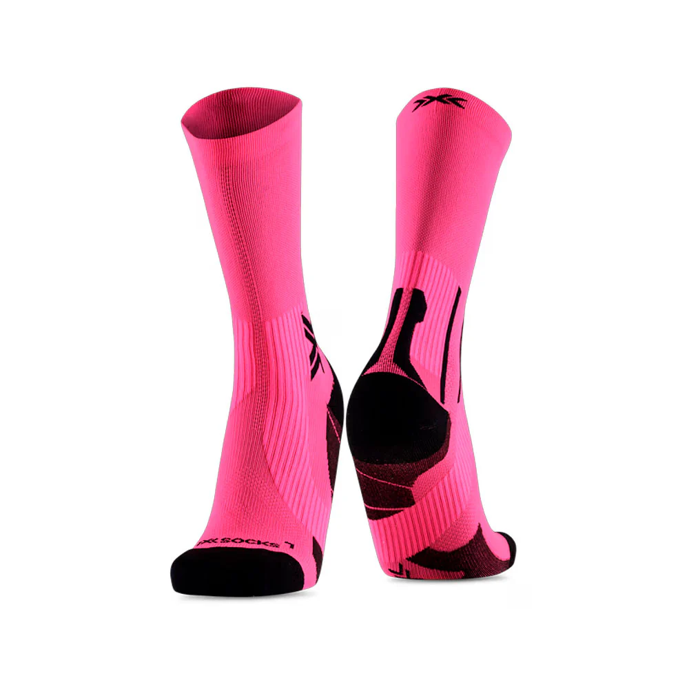 CALCETINES X-BIONIC RUN PERFORM CREW - Fluo Pink / X Black