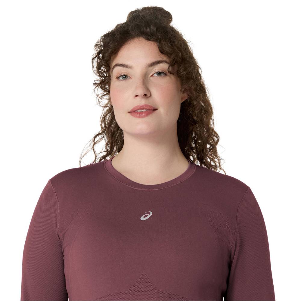 CAMISETA MANGA LARGA ASICS ROAD SEAMLESS LS TOP MUJER - Dark Currant / Port Royal - Image 4