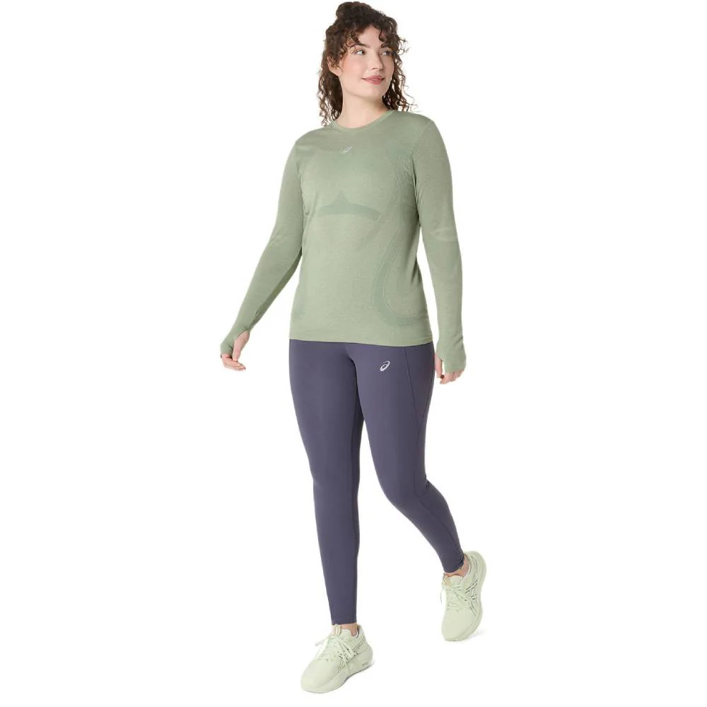 CAMISETA MANGA LARGA ASICS ROAD SEAMLESS LS TOP MUJER - Monument Blue / Whisper Green - Image 3