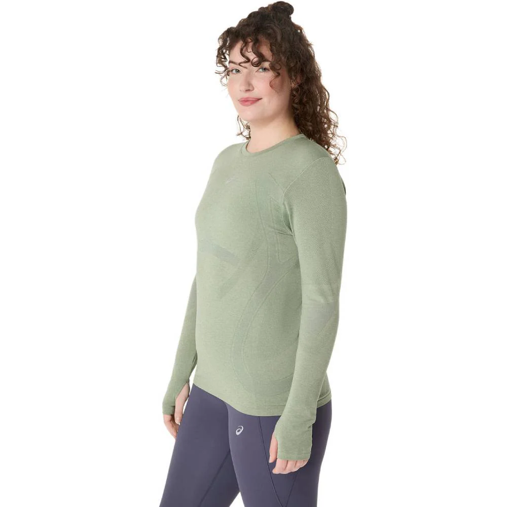 CAMISETA MANGA LARGA ASICS ROAD SEAMLESS LS TOP MUJER - Monument Blue / Whisper Green - Image 4