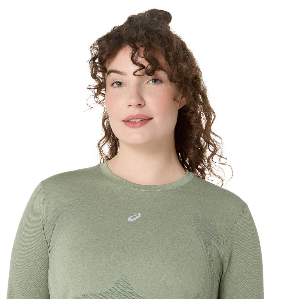 CAMISETA MANGA LARGA ASICS ROAD SEAMLESS LS TOP MUJER - Monument Blue / Whisper Green - Image 5