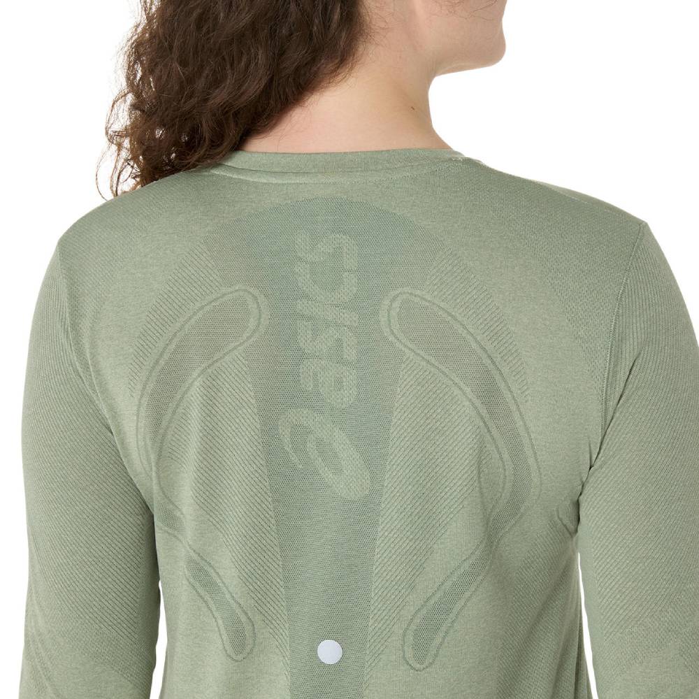 CAMISETA MANGA LARGA ASICS ROAD SEAMLESS LS TOP MUJER - Monument Blue / Whisper Green - Image 6