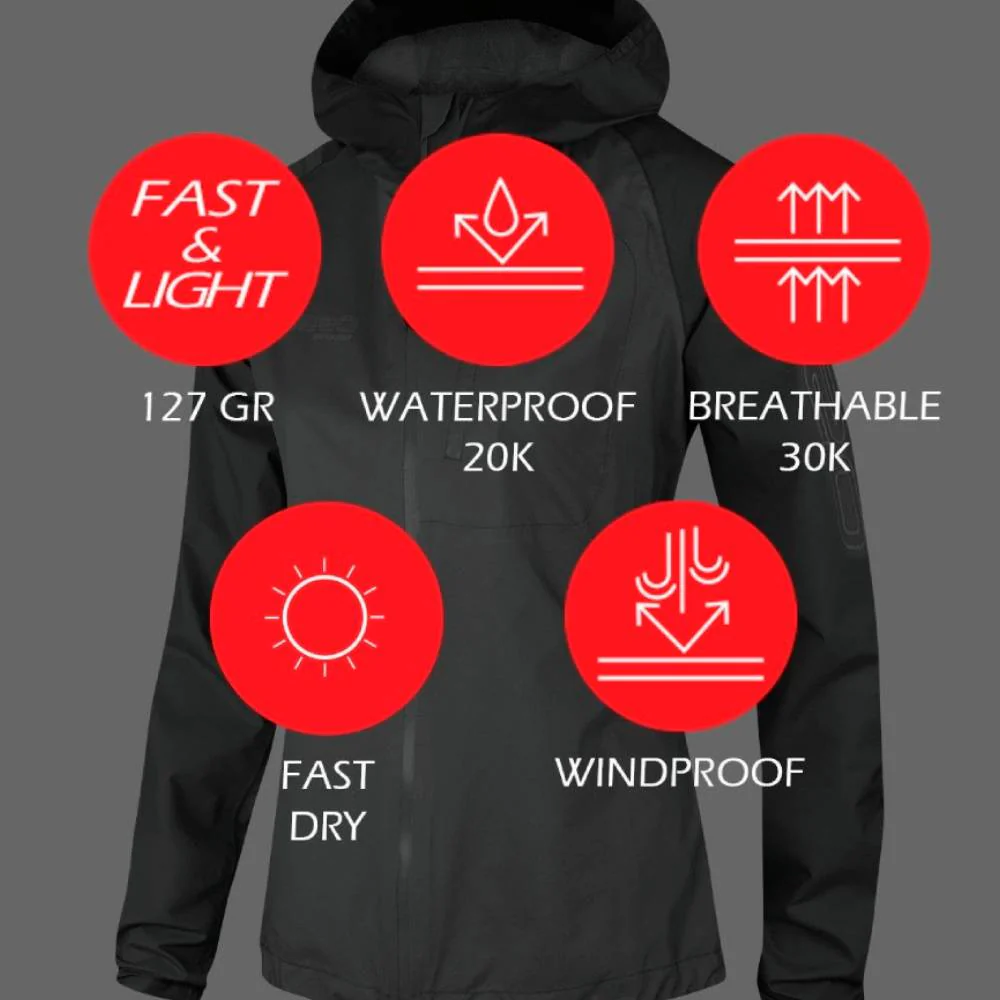 CHAQUETA IMPERMEABLE OS2O O2 WATERPROOF TRAIL PRO 30K MUJER - All Black - Image 3