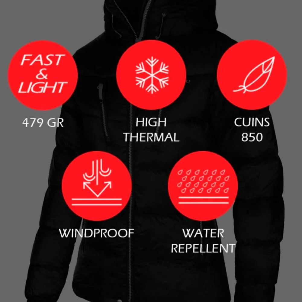 CHAQUETA OS2O TURBULENCE 850 DOWN MUJER - All Black - Image 3