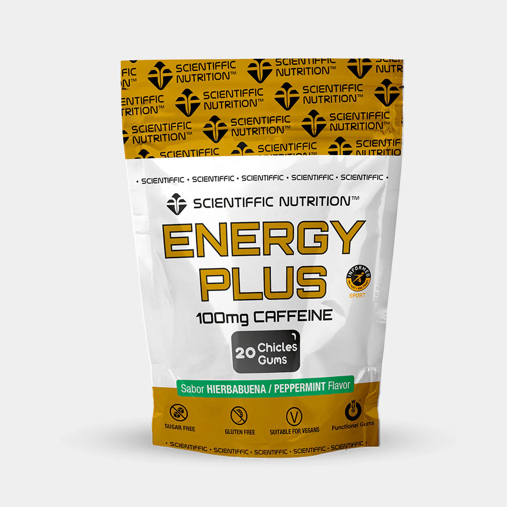 CHICLES DE CAFEÍNA SCIENTIFFIC NUTRITION ENERGY PLUS - Cafeína 100mg - Hierbabuena