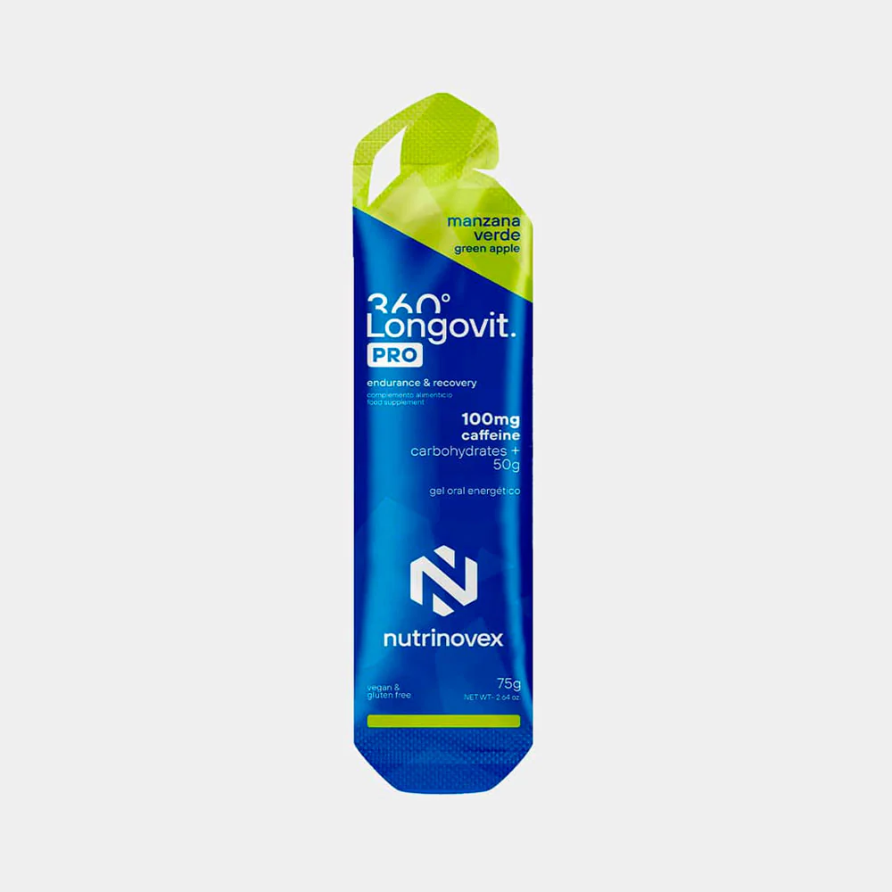GEL ENERGÉTICO NUTRINOVEX LONGOVIT 360 PRO - Cafeína 100mg - Manzana Verde