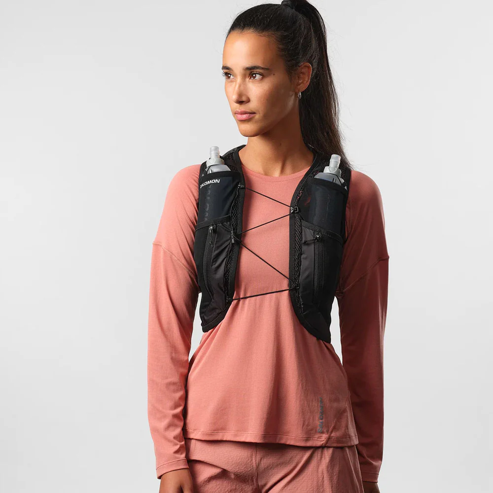 MOCHILA CHALECO SALOMON ACTIVE SKIN 12 MUJER - Black / Metal - Image 3