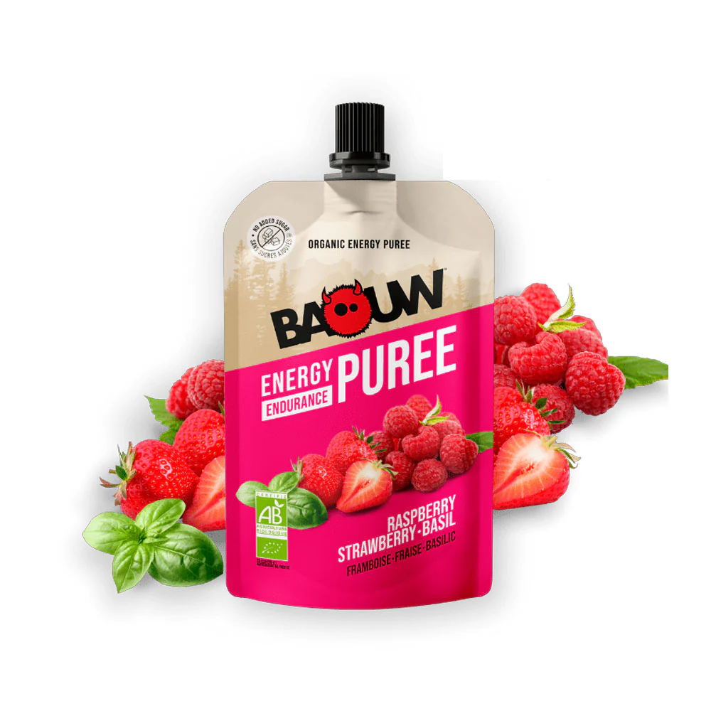 PURÉ ENERGÉTICO BAOUW - Frambuesa, Fresa y Albahaca
