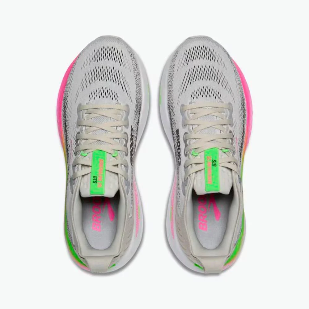 ZAPATILLAS BROOKS ADRENALINE GTS 25 MUJER - Oyster / Pink / Green - Image 3