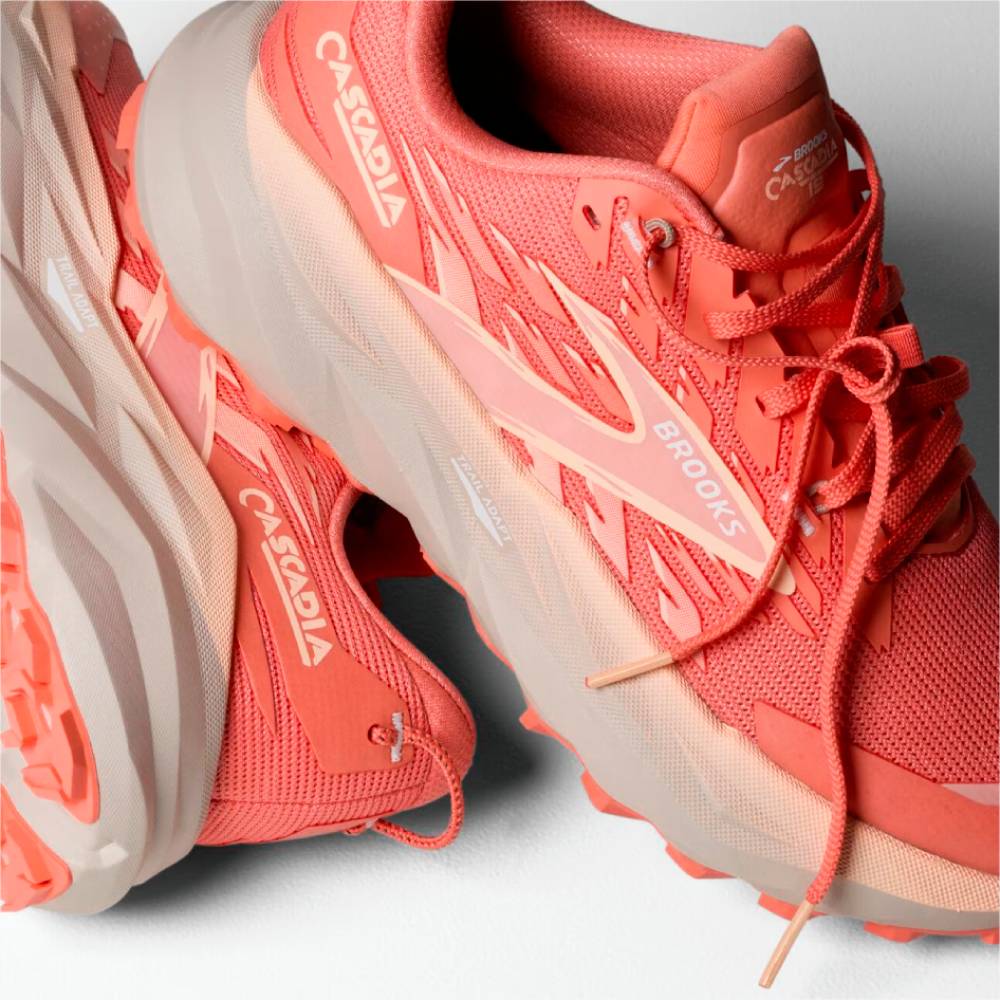 ZAPATILLAS BROOKS CASCADIA 19 MUJER - Peach Echo / Chateau / White - Image 6