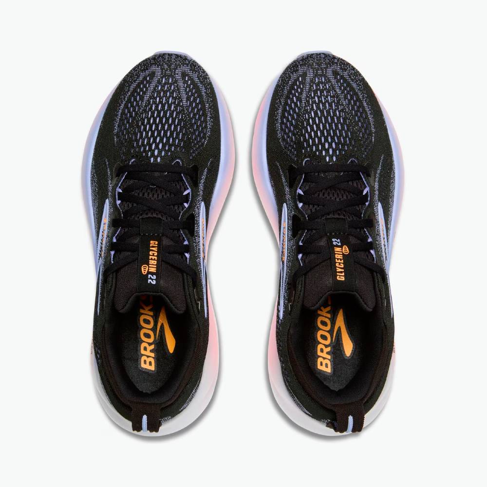 ZAPATILLAS BROOKS GLYCERIN 22 MUJER - Black / Blue Heron / Orange - Image 3