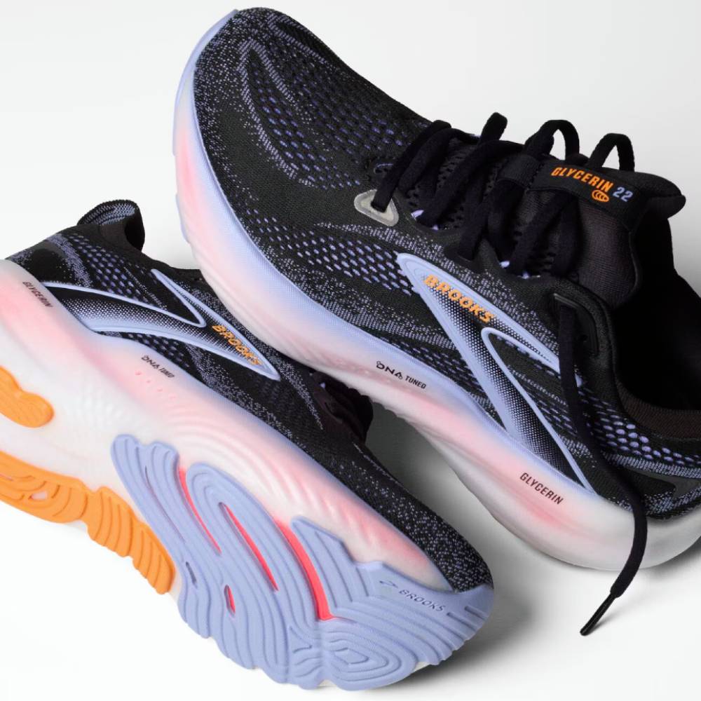 ZAPATILLAS BROOKS GLYCERIN 22 MUJER - Black / Blue Heron / Orange - Image 7