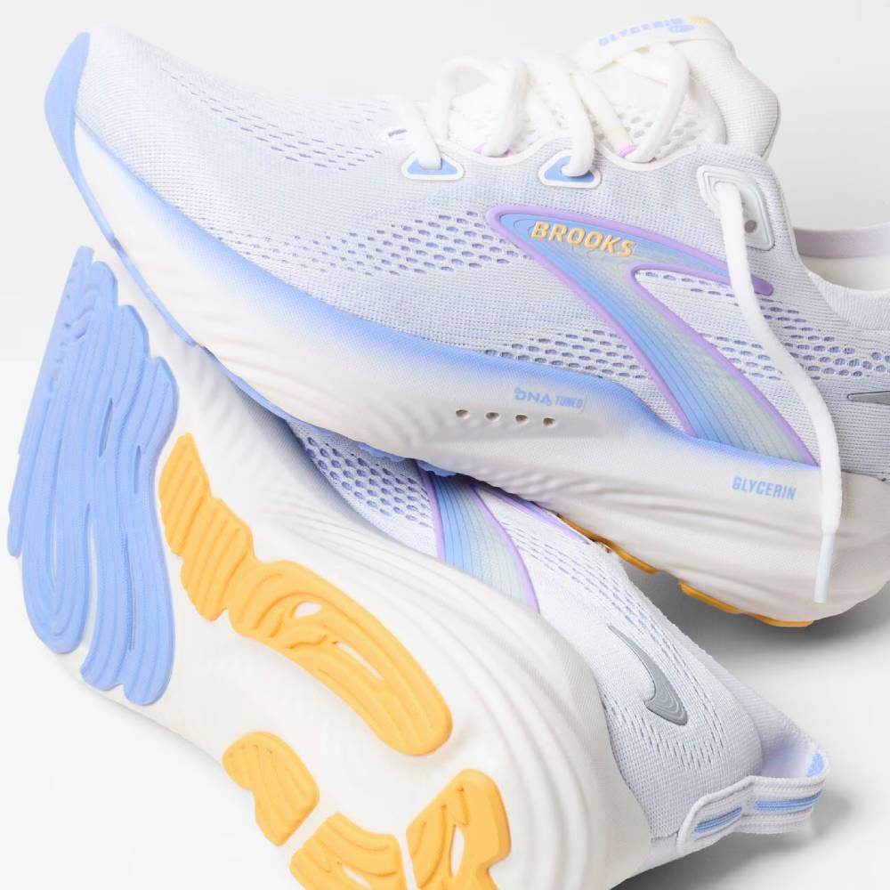 ZAPATILLAS BROOKS GLYCERIN 22 MUJER - White / Blue Heron / Apricot - Image 7