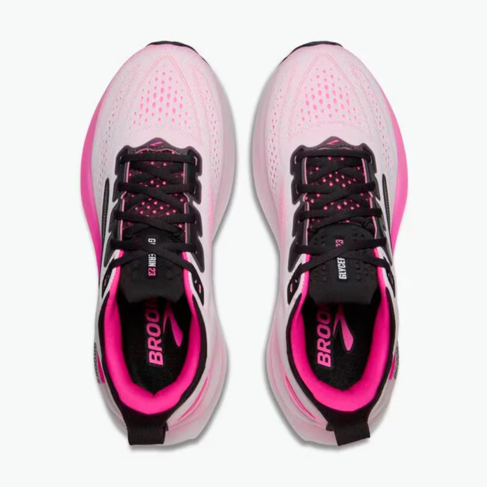 ZAPATILLAS BROOKS GLYCERIN 23 MUJER - White / Phantom / Cyber Pink - Image 3