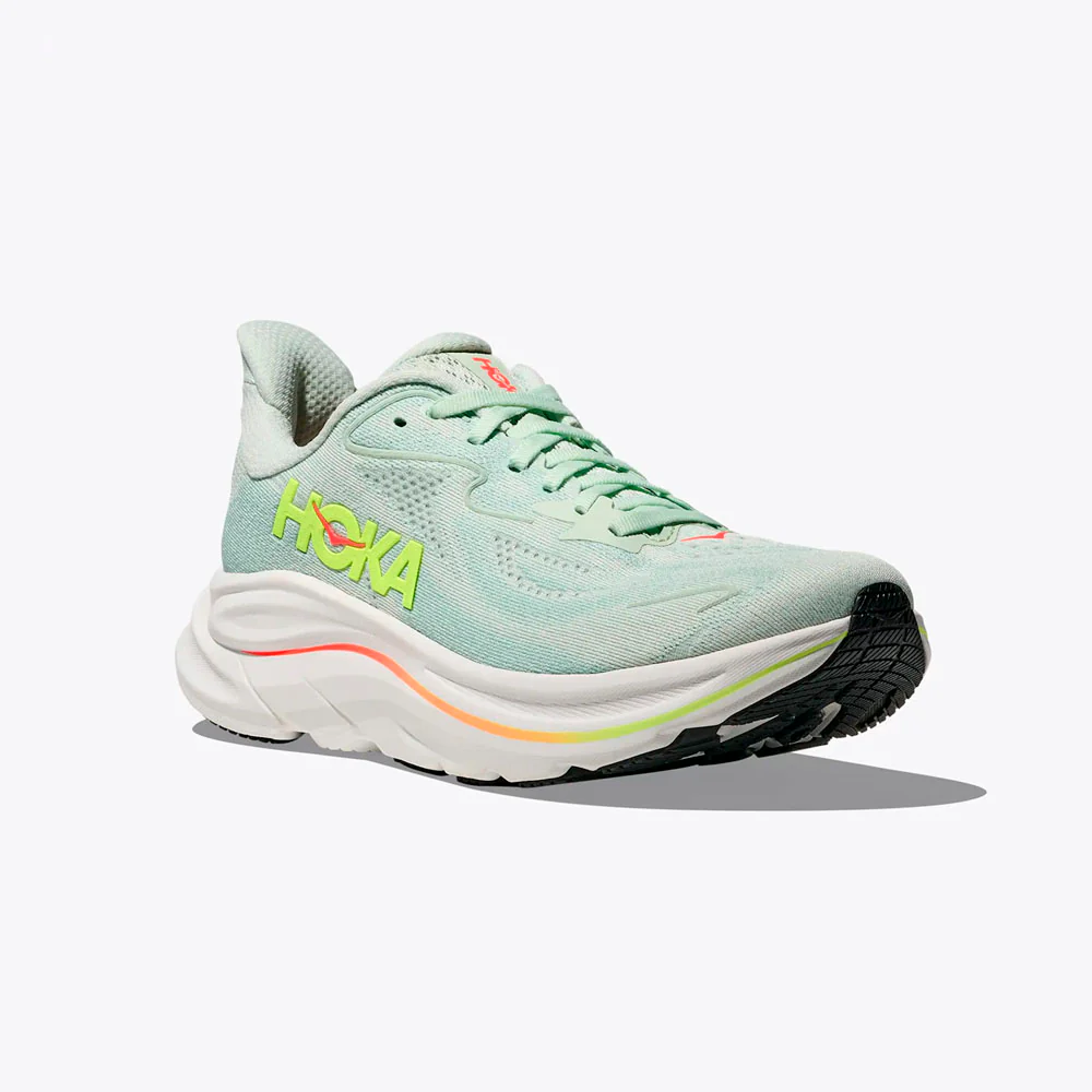 ZAPATILLAS HOKA CLIFTON 10 MUJER - Sea Glass / Neon Flame - Image 5