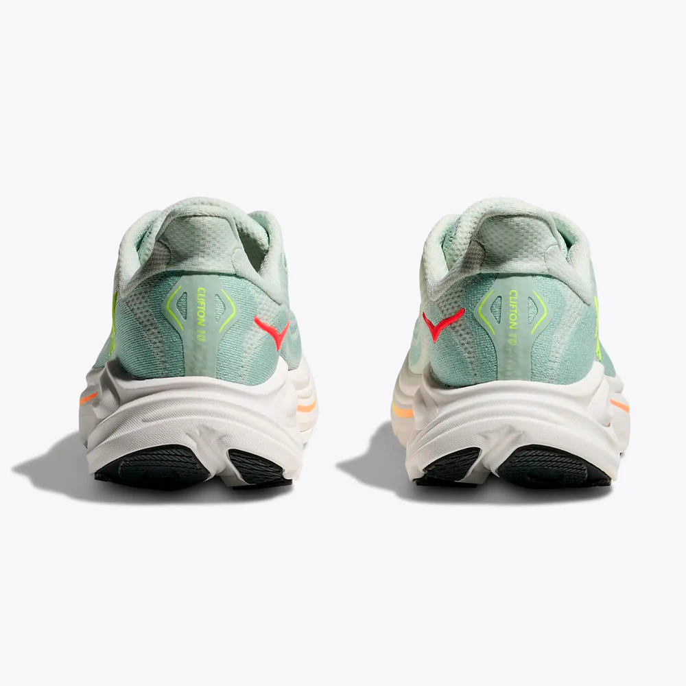 ZAPATILLAS HOKA CLIFTON 10 MUJER - Sea Glass / Neon Flame - Image 6
