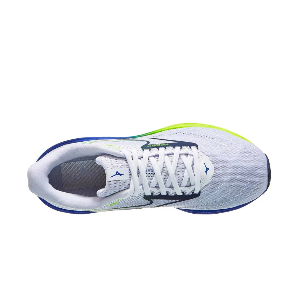 ZAPATILLAS MIZUNO WAVE RIDER 29 - White / Estate Blue / Light Yellow - Image 3