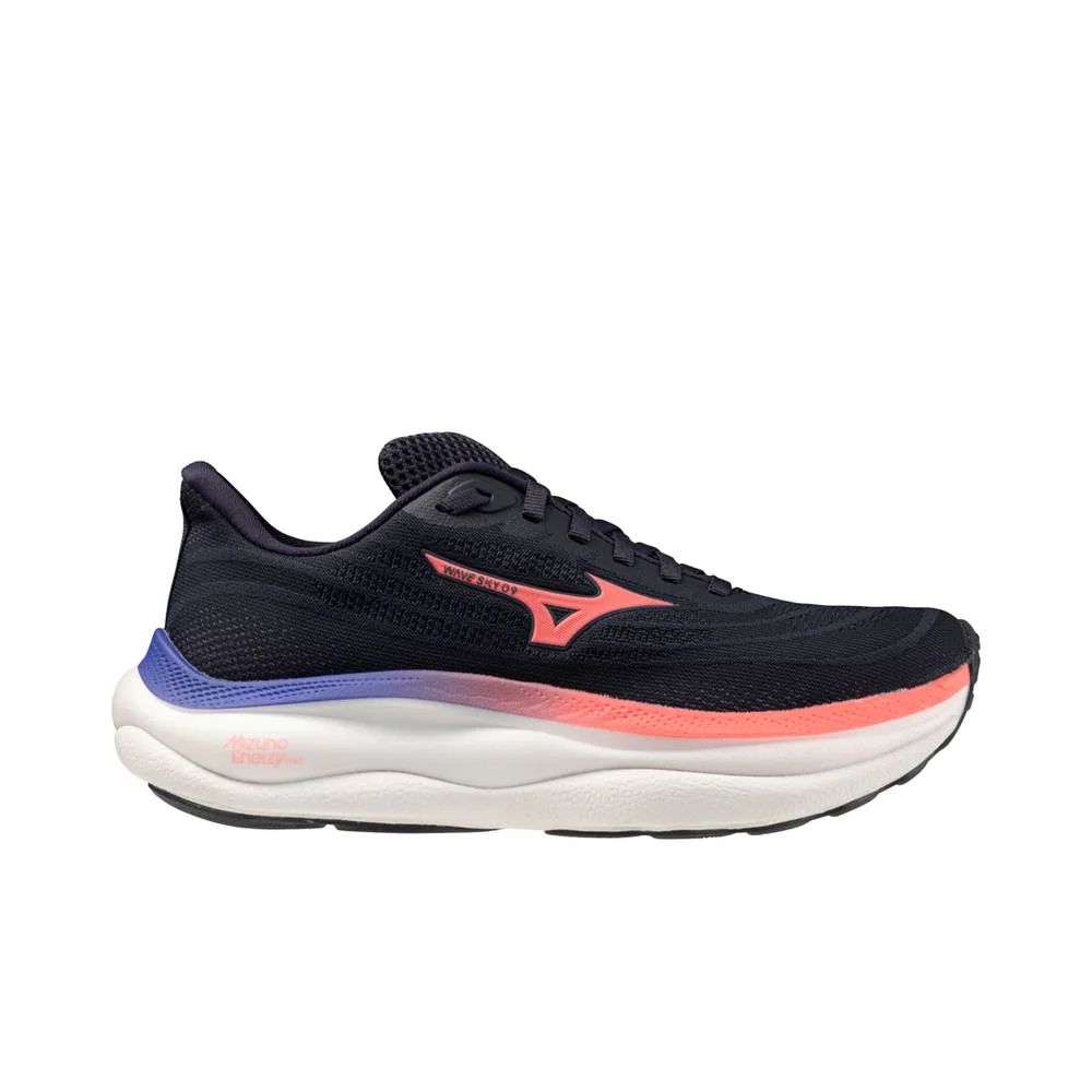 ZAPATILLAS MIZUNO WAVE SKY 9 MUJER - Odyssey Gray / Striking Coral / Iris Bloom