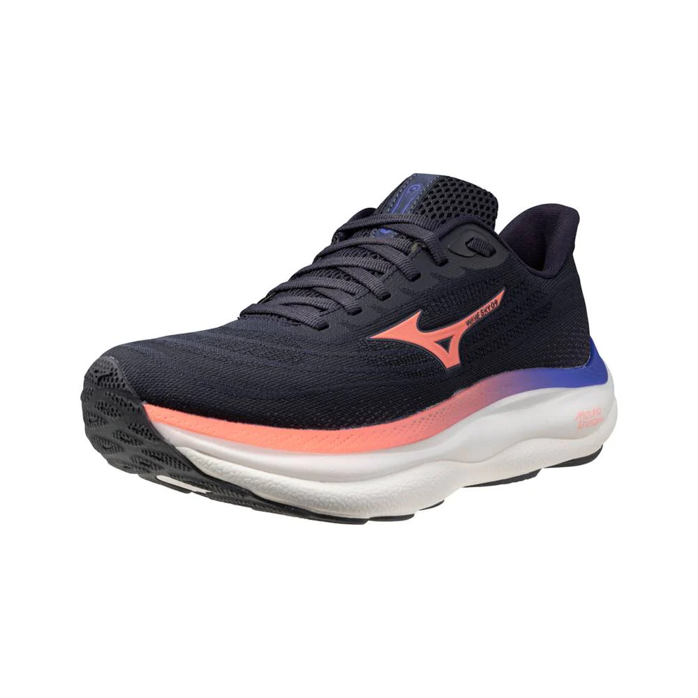 ZAPATILLAS MIZUNO WAVE SKY 9 MUJER - Odyssey Gray / Striking Coral / Iris Bloom - Image 5