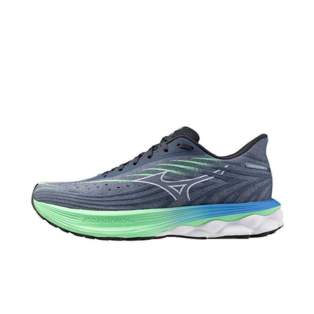 ZAPATILLAS MIZUNO WAVE SKYRISE 6 - Vintage Indigo / White / Neo Mint - Image 4