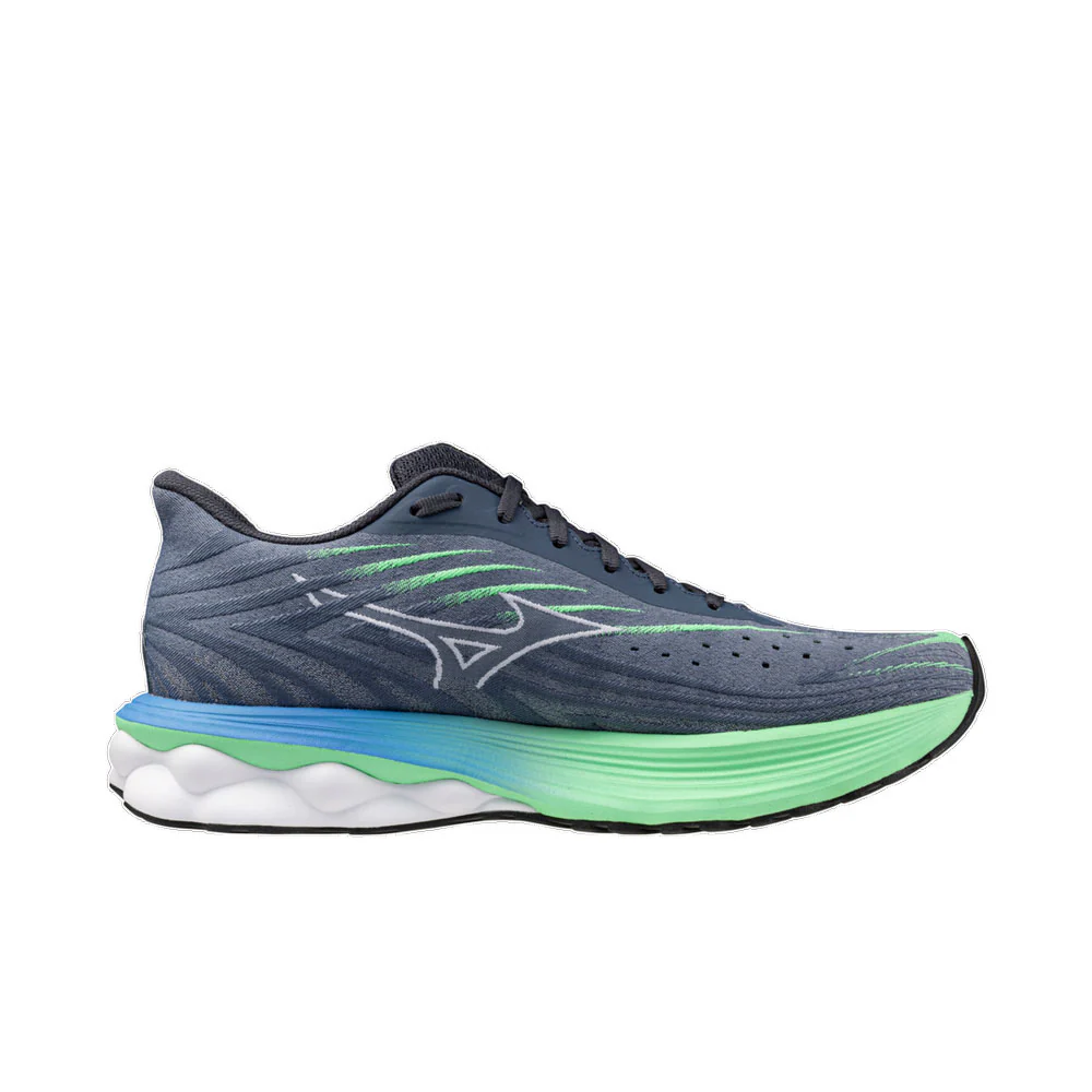 ZAPATILLAS MIZUNO WAVE SKYRISE 6 - Vintage Indigo / White / Neo Mint - Image 6